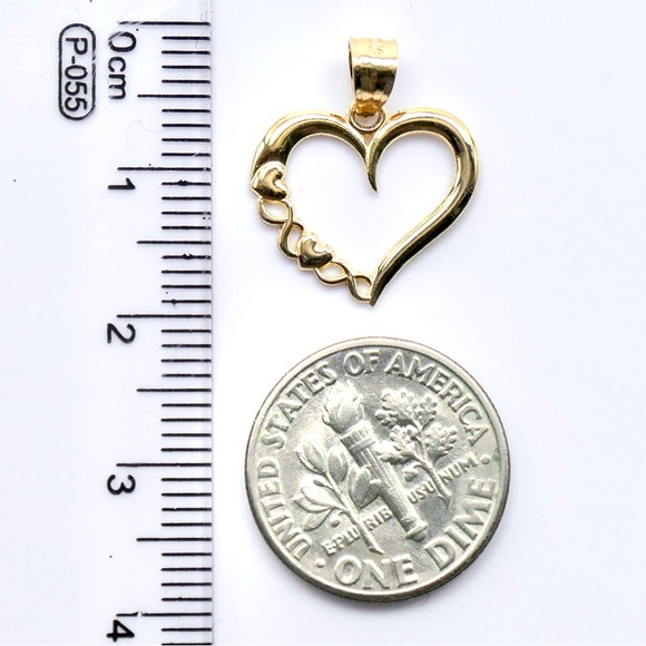 14K Yellow Gold 3/4" XOXO Heart Pendant Hugs Kisses Charm - New - Picture 3 of 6